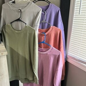 Time and Tru Women's Crew Neck Sweaters - Green, Purple, Pink, Orange, Gray